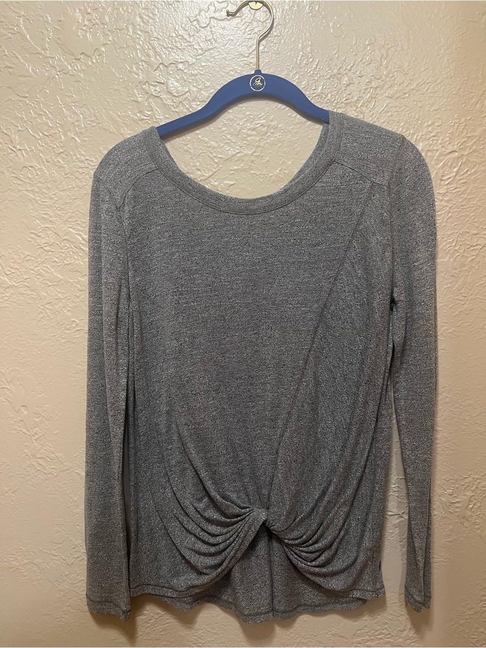 Zella Heather Gray Long-Sleeve Twist Front Top